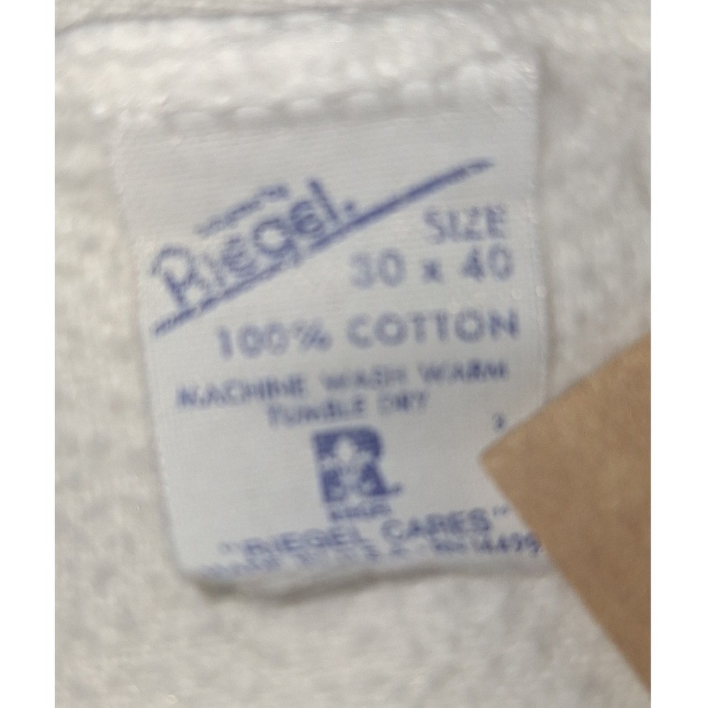 Vintage Riegel Baby Blanket 100% Cotton Sleepy Bear Moon Star Pastel White 30x40 - Picture 7 of 7